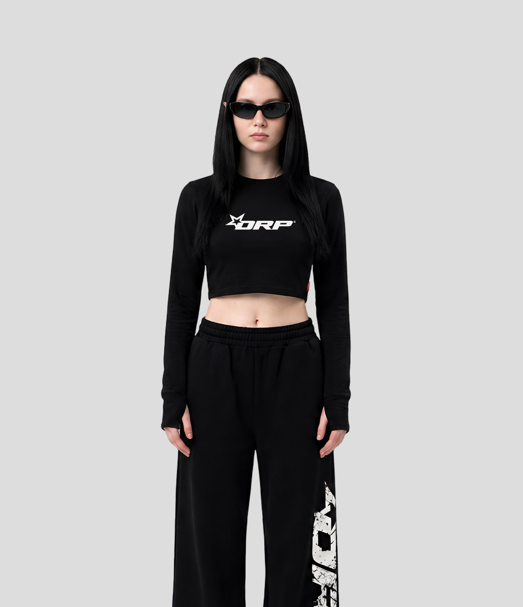CORE CROPPED LONG SLEEVE BLACK