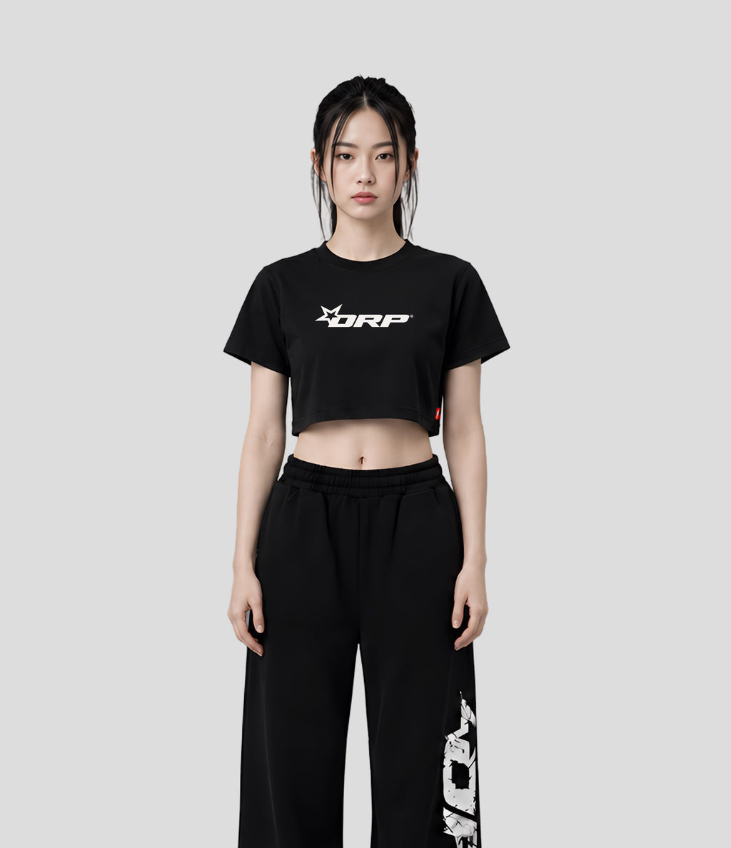 CAMISETA CROP DRP LOGO NEGRA