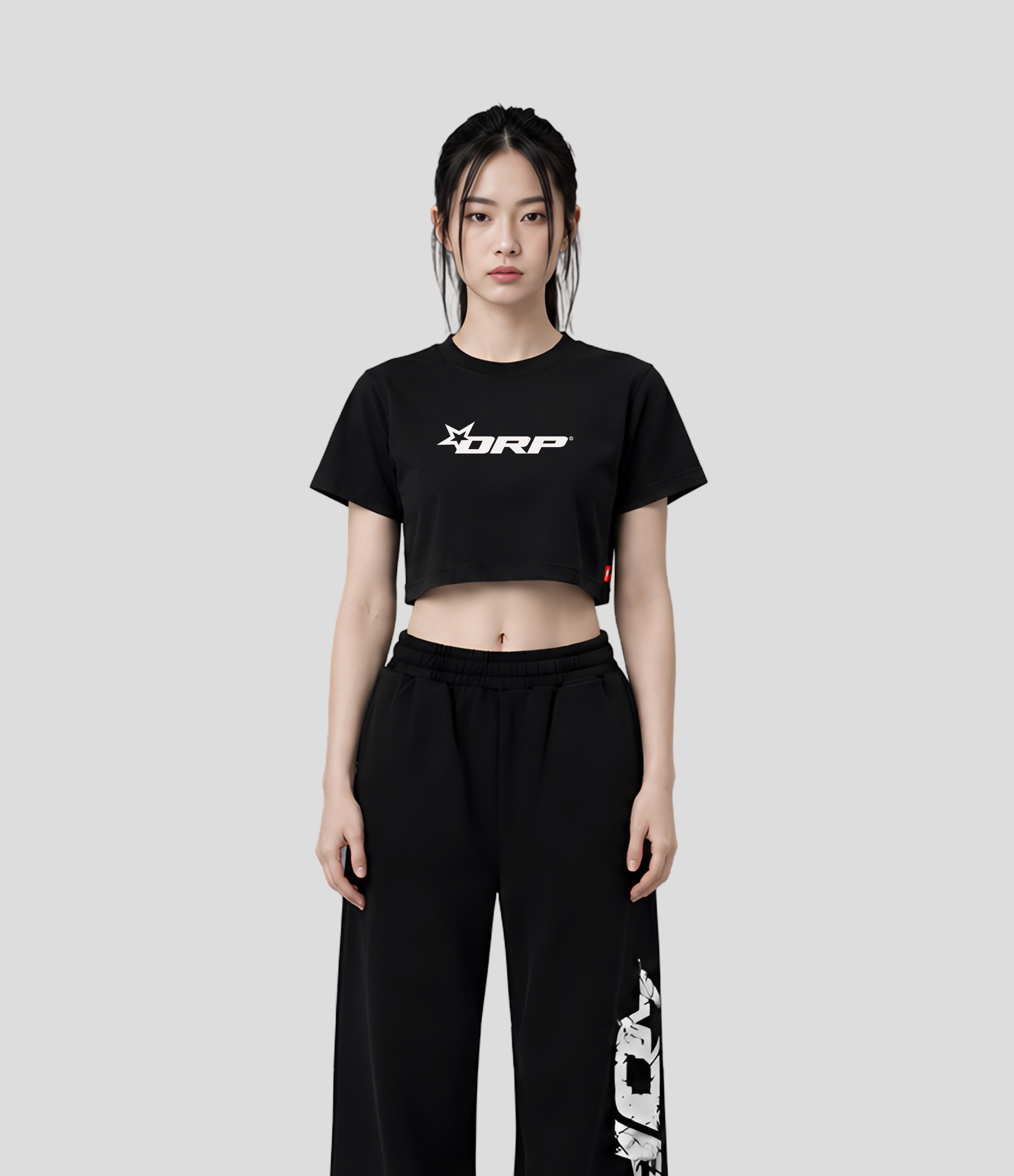 CAMISETA CROP DRP LOGO NEGRA